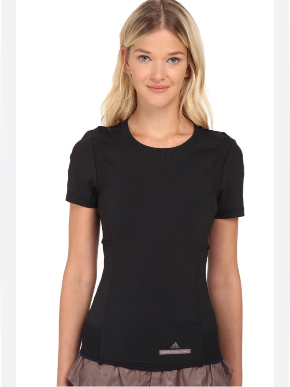 Adidas Black by Stella McCartney Women Black Perf Run Tee Top T-Shirt CLIMALITE